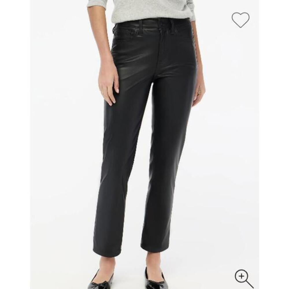 J.Crew Factory Kallie Straight-Leg Faux Leather‎ Pants • Black • Size 28 • NWOT